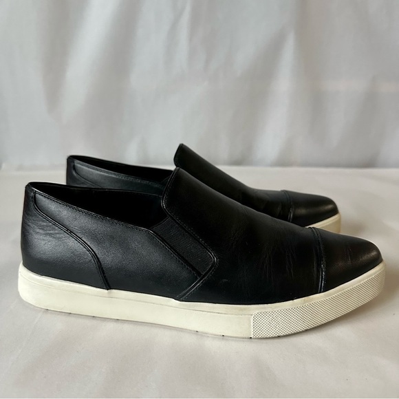 Vince Paeyre Black Leather Cap Toe Slip On Pointed Toe Sneakers - Picture 10 of 10